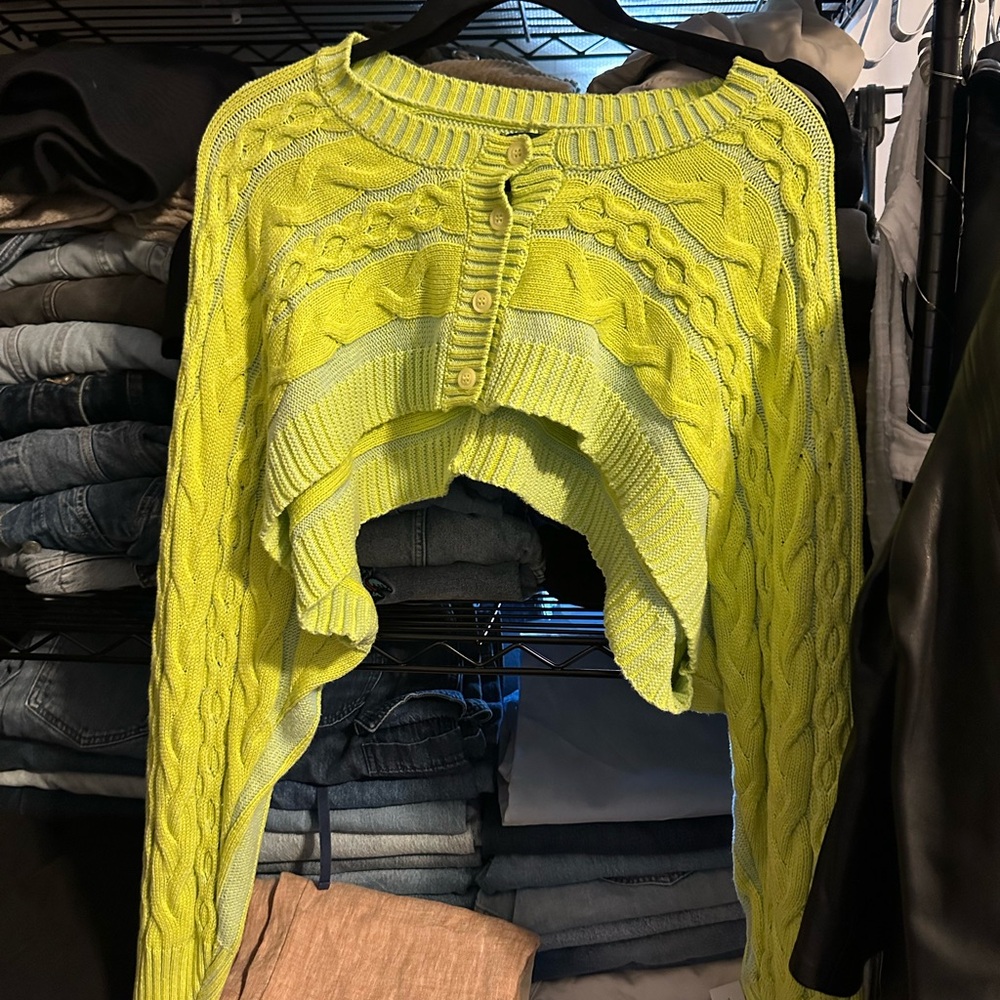 ASOS Neon Green Cable Knit Cardigan